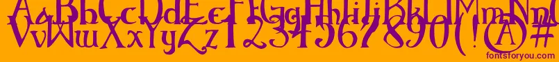 ElementaryGothicBookhand Font – Purple Fonts on Orange Background