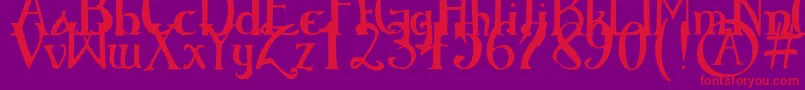 ElementaryGothicBookhand-Schriftart – Rote Schriften auf violettem Hintergrund