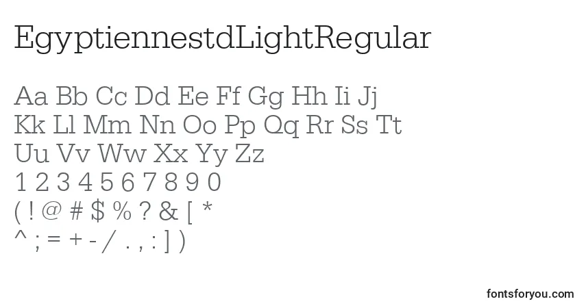 A fonte EgyptiennestdLightRegular – alfabeto, números, caracteres especiais