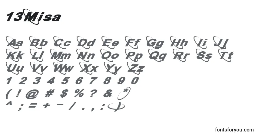 Schriftart 13Misa – Alphabet, Zahlen, spezielle Symbole