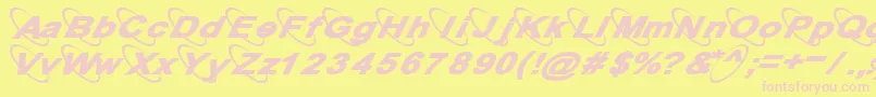 13Misa Font – Pink Fonts on Yellow Background