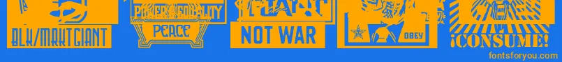 Obeyxl1Caps Font – Orange Fonts on Blue Background