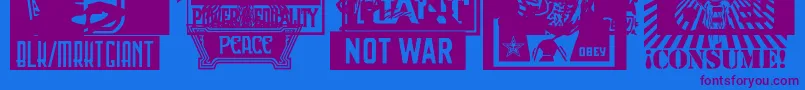 Obeyxl1Caps Font – Purple Fonts on Blue Background