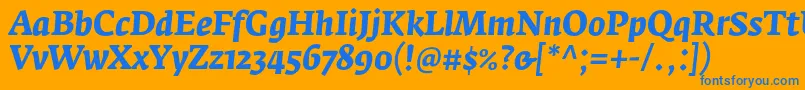 FedraserifaproBolditalic Font – Blue Fonts on Orange Background