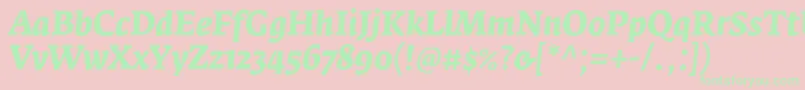 FedraserifaproBolditalic Font – Green Fonts on Pink Background