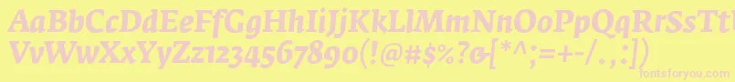 FedraserifaproBolditalic Font – Pink Fonts on Yellow Background