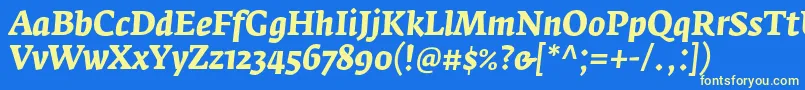 FedraserifaproBolditalic Font – Yellow Fonts on Blue Background