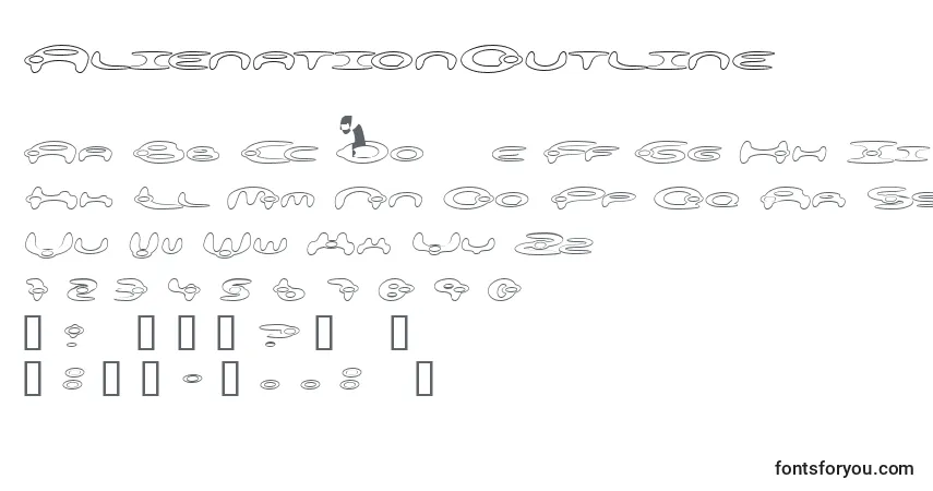 Шрифт AlienationOutline – алфавит, цифры, специальные символы