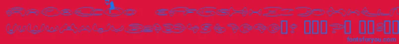 フォントAlienationOutline – 赤い背景に青い文字