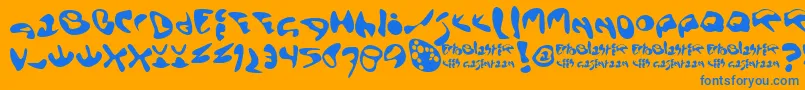 Ectoblaster Font – Blue Fonts on Orange Background