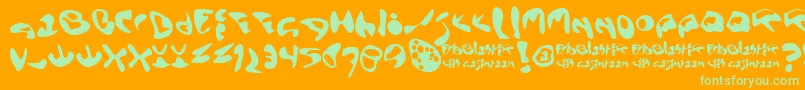 Ectoblaster-Schriftart – Grüne Schriften auf orangefarbenem Hintergrund
