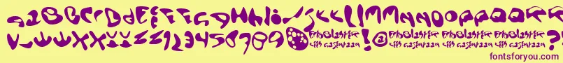 Ectoblaster-Schriftart – Violette Schriften auf gelbem Hintergrund