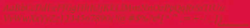 Fonte Latin725ItalicBt – fontes marrons em um fundo vermelho