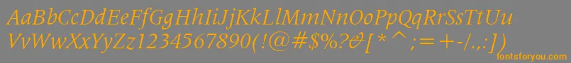Latin725ItalicBt-Schriftart – Orangefarbene Schriften auf grauem Hintergrund