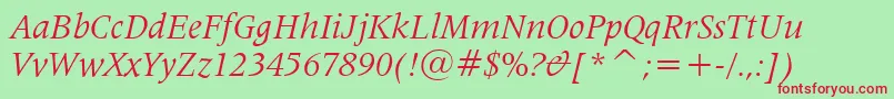 Latin725ItalicBt Font – Red Fonts on Green Background