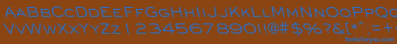 EyechartbackslantRegular-Schriftart – Blaue Schriften auf braunem Hintergrund