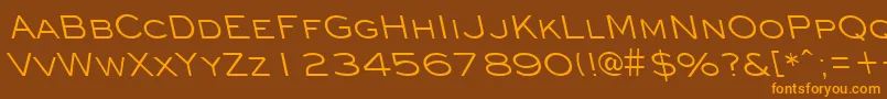 EyechartbackslantRegular-fontti – oranssit fontit ruskealla taustalla
