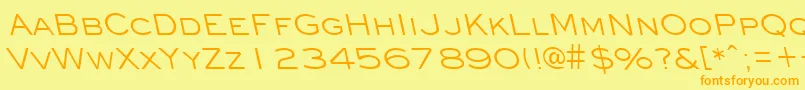 EyechartbackslantRegular-Schriftart – Orangefarbene Schriften auf gelbem Hintergrund
