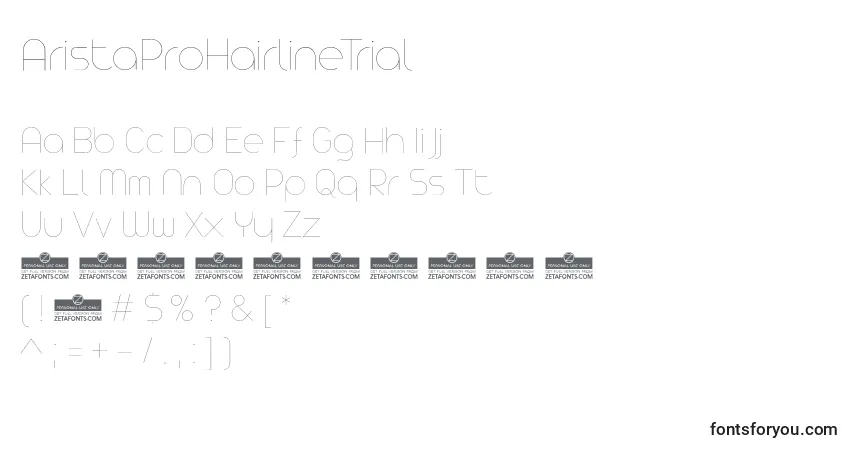 AristaProHairlineTrial Font – alphabet, numbers, special characters