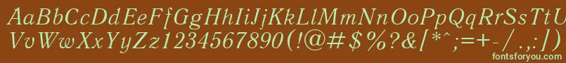 QuantantiquacItalic-fontti – vihreät fontit ruskealla taustalla