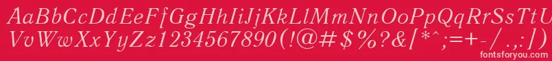 フォントQuantantiquacItalic – 赤い背景にピンクのフォント
