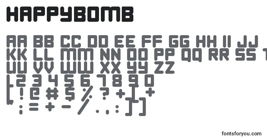 Czcionka HappyBomb – alfabet, cyfry, specjalne znaki
