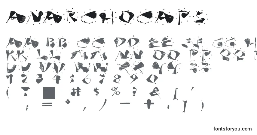 A fonte Anarchocaps – alfabeto, números, caracteres especiais