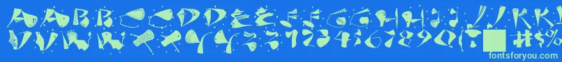 Anarchocaps-Schriftart – Grüne Schriften auf blauem Hintergrund