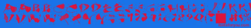 Anarchocaps-Schriftart – Rote Schriften auf blauem Hintergrund