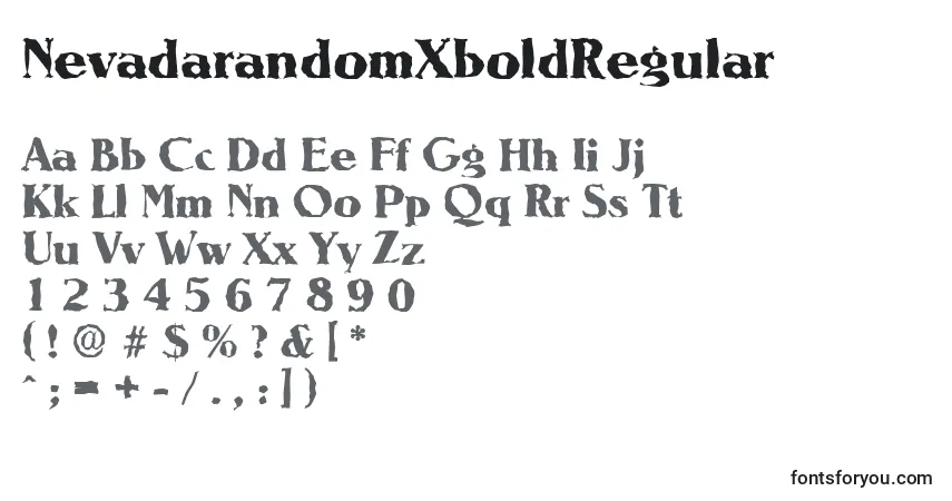 A fonte NevadarandomXboldRegular – alfabeto, números, caracteres especiais