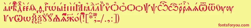 PochaevskIeucs Font – Red Fonts on Yellow Background