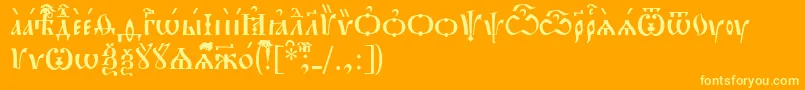 PochaevskIeucs Font – Yellow Fonts on Orange Background