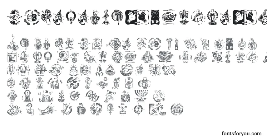 Czcionka DfCelebrationsLetPlain.1.0 – alfabet, cyfry, specjalne znaki