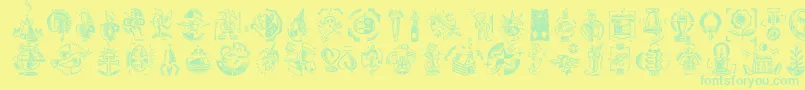 Шрифт DfCelebrationsLetPlain.1.0 – зелёные шрифты на жёлтом фоне