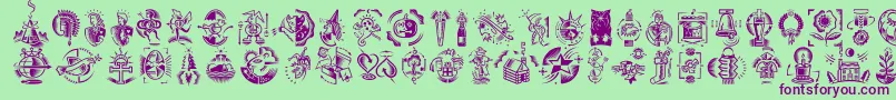 DfCelebrationsLetPlain.1.0 Font – Purple Fonts on Green Background