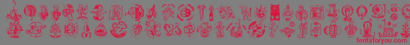 DfCelebrationsLetPlain.1.0 Font – Red Fonts on Gray Background