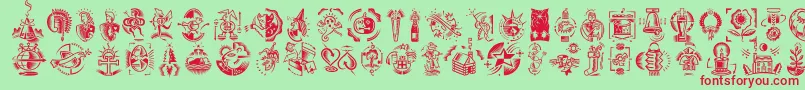 DfCelebrationsLetPlain.1.0 Font – Red Fonts on Green Background