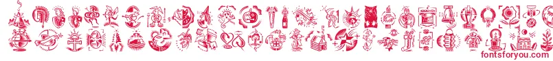 DfCelebrationsLetPlain.1.0 Font – Red Fonts on White Background