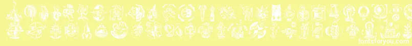 DfCelebrationsLetPlain.1.0 Font – White Fonts on Yellow Background