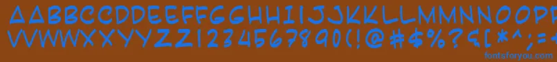 フォントKaran – 茶色の背景に青い文字