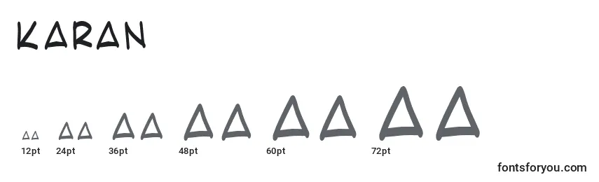 Размеры шрифта Karan
