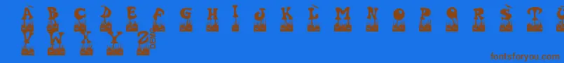 Halovendemo Font – Brown Fonts on Blue Background