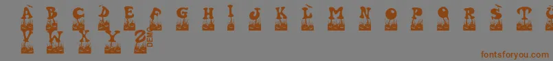 Halovendemo-Schriftart – Braune Schriften auf grauem Hintergrund