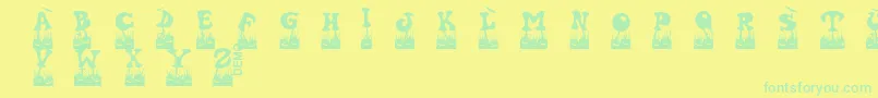 Halovendemo Font – Green Fonts on Yellow Background