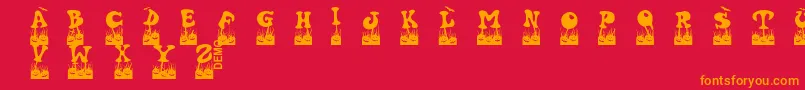 Halovendemo Font – Orange Fonts on Red Background