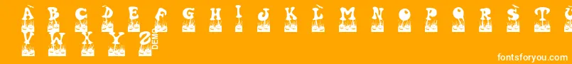 Halovendemo Font – White Fonts on Orange Background