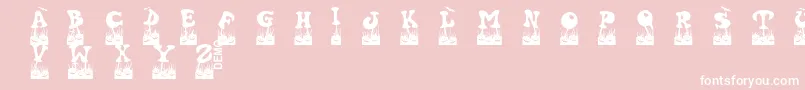 Halovendemo-Schriftart – Weiße Schriften auf rosa Hintergrund