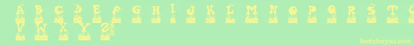 Halovendemo Font – Yellow Fonts on Green Background
