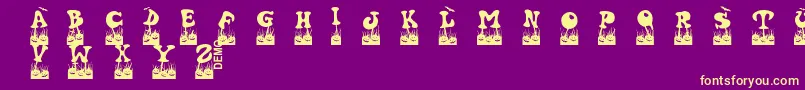 Halovendemo Font – Yellow Fonts on Purple Background