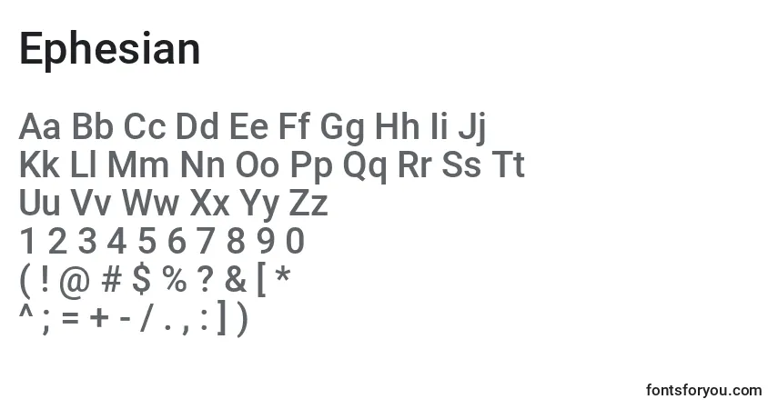 Шрифт Ephesian – алфавит, цифры, специальные символы